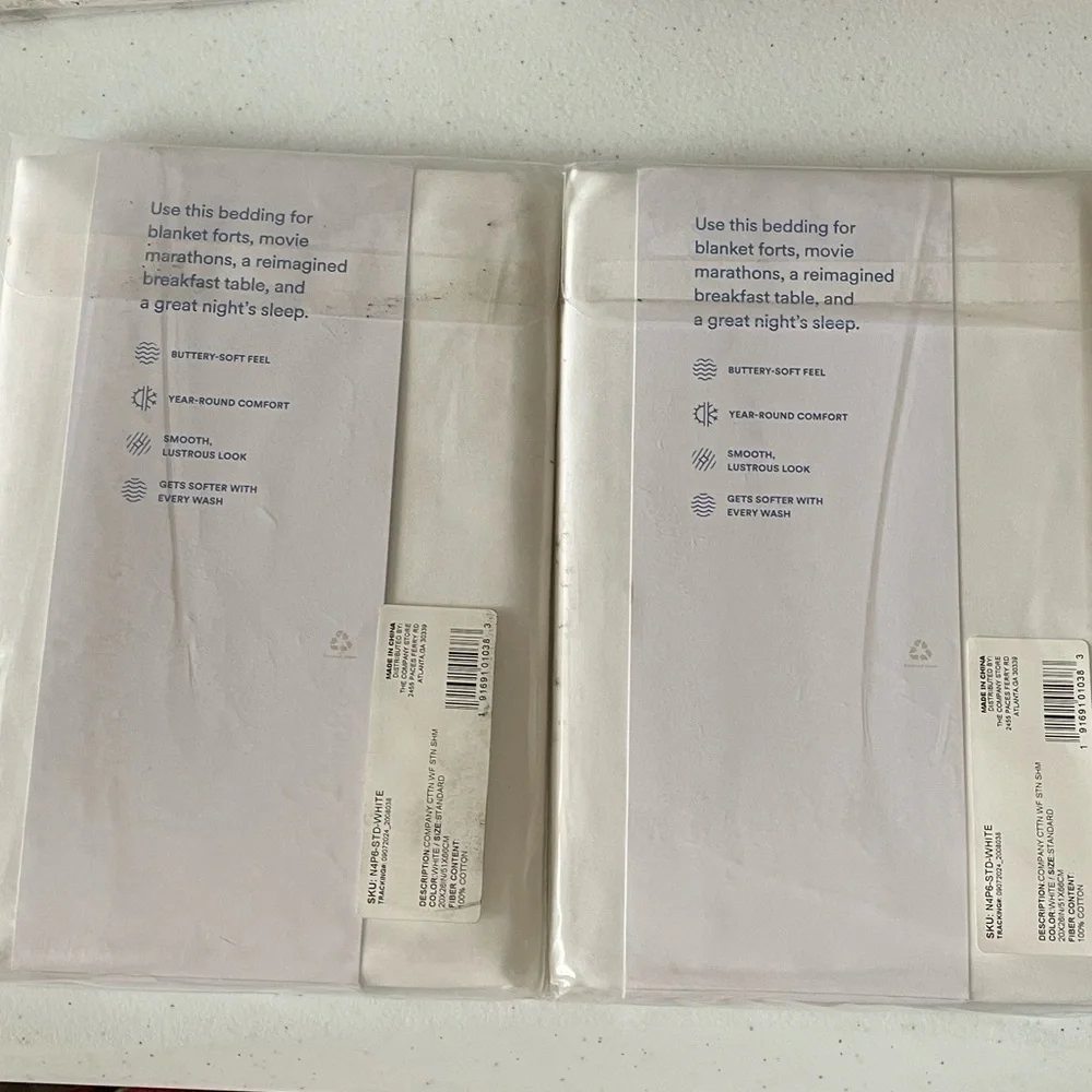 2 The Company Store Classic Smooth Wrinkle-Free Sateen Standard Shams White #2